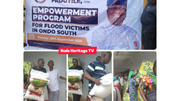 FLOOD: SENATOR FADUYILE DISTRIBUTES RELIEF MATERIALS TO ONDO SOUTH FLOOD VICTIMS ‎